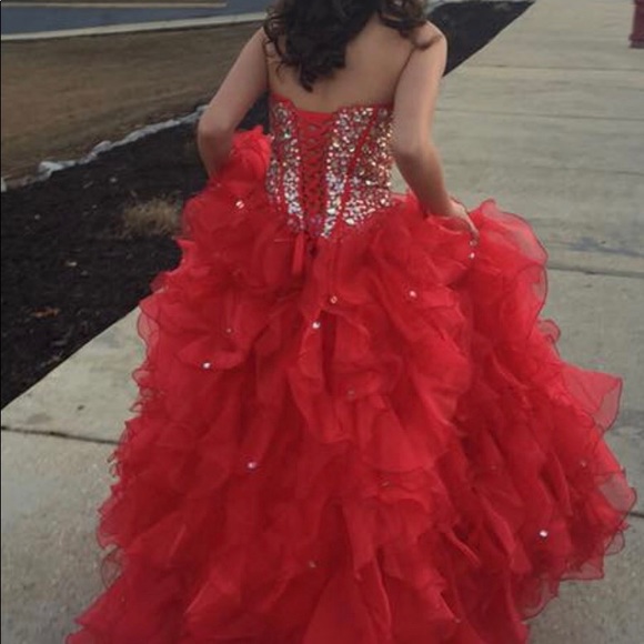 Red with diamond stud corset top with lace up back - Picture 3 of 3